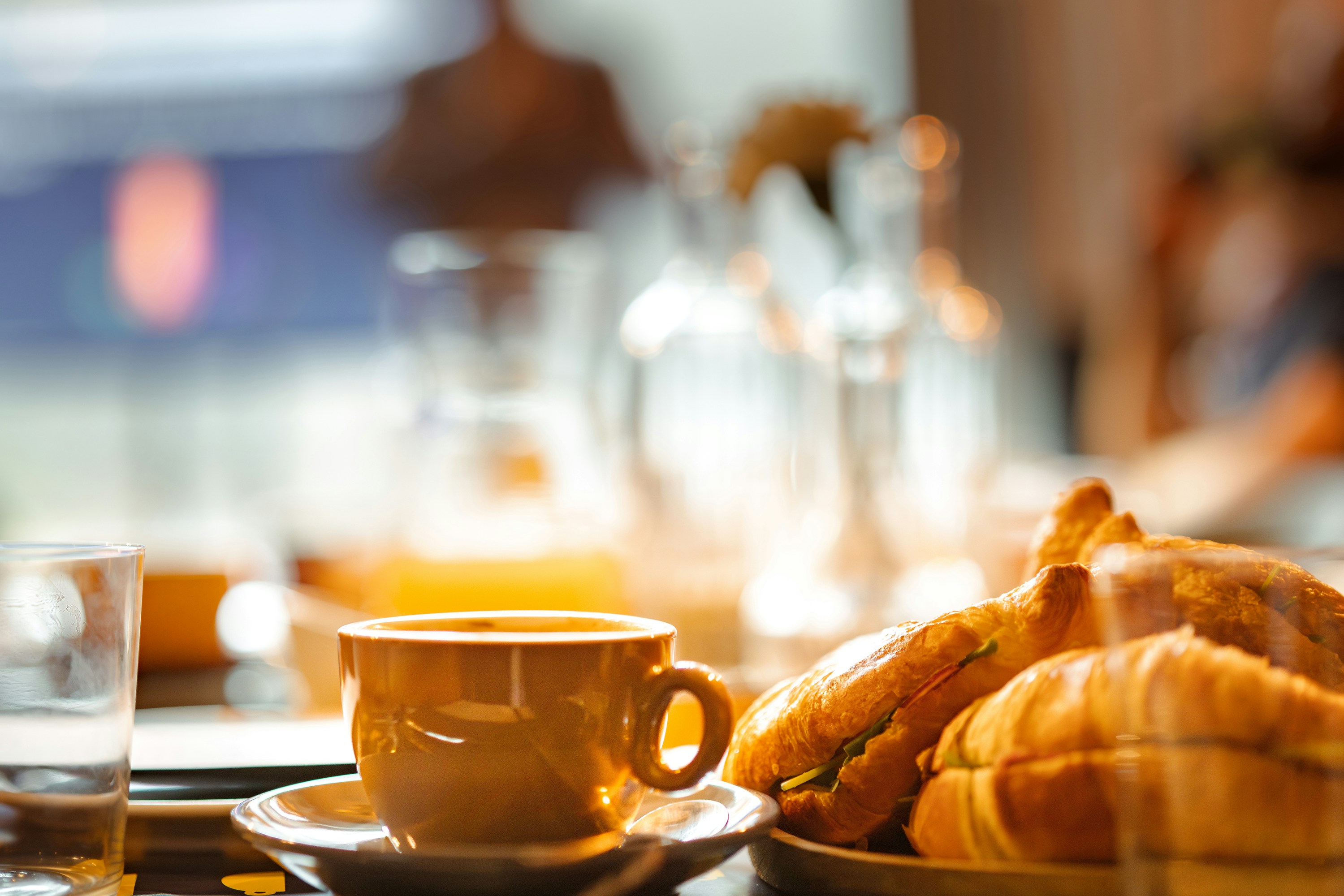 Complimentary breakfast with pastries, eggs and coffee